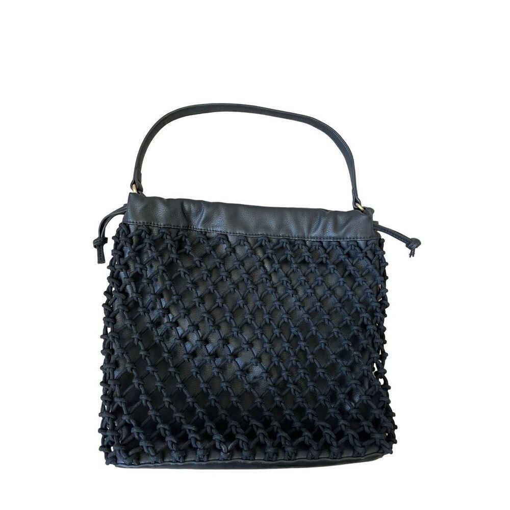NWT Elizabeth and James Mesh Market Shoulder Bag Tote Black